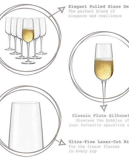 Bormioli Rocco Spazio Champagne Flutes - 190ml