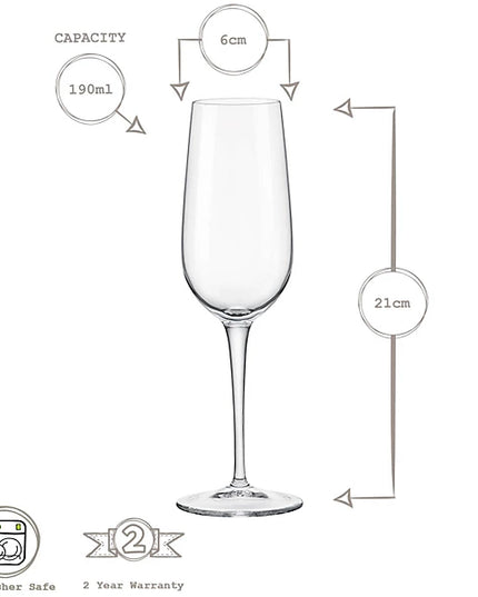 Bormioli Rocco Spazio Champagne Flutes - 190ml