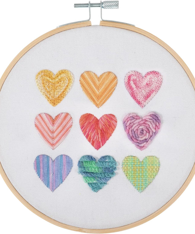 Embroidery Kit with Hoop: Ombre Hearts