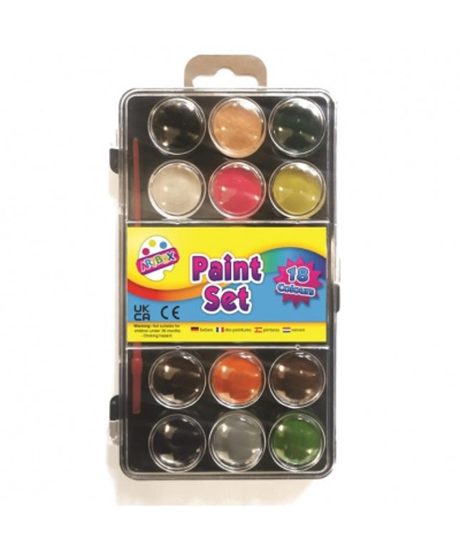 Tallon 18 Colour Paint Box With Paint Brush