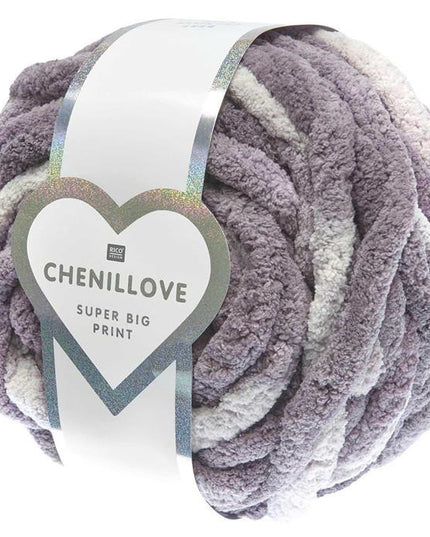 Rico Design Chenillove Super Big Print Lila Chenille Yarn 300g – Soft Chunky Knitting Wool for Blankets & Crochet