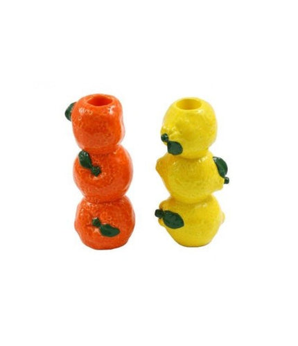 Candle Holder Lemon/ Orange 13cm 2/A