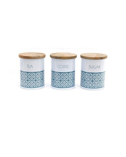 Set Of 3 Tea Coffee Sugar Jars 13.5cm