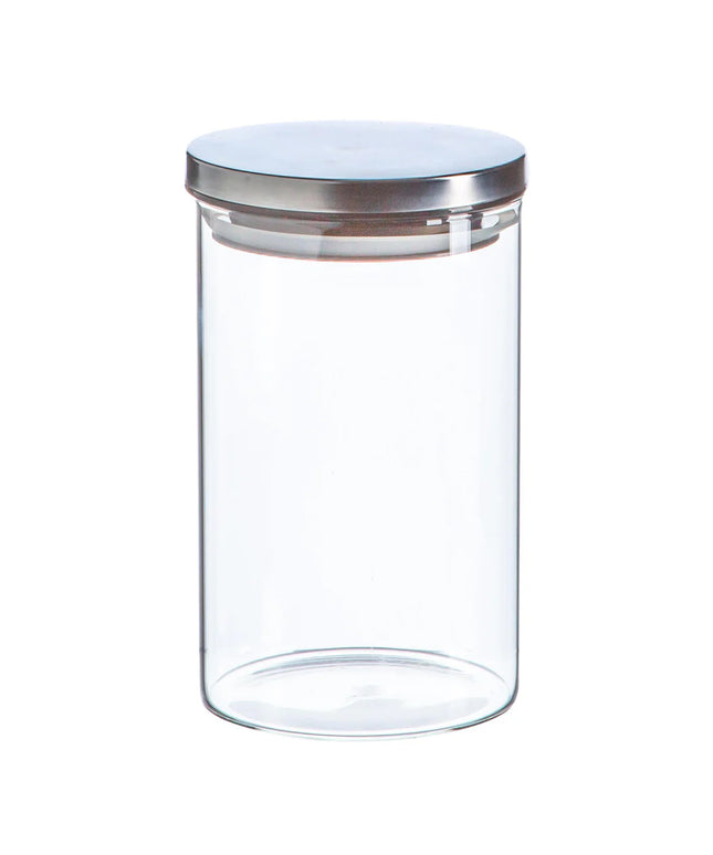 Argon Tableware Scandi Storage Jars with Metallic Silver Lids - 1000ml