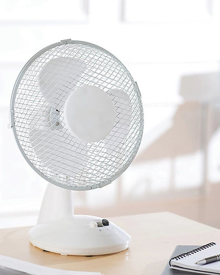 Daewoo 9" Desk Fan Oscillating Tiltable Head 2 Speed White