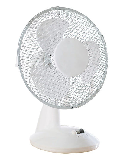 Daewoo 9" Desk Fan Oscillating Tiltable Head 2 Speed White