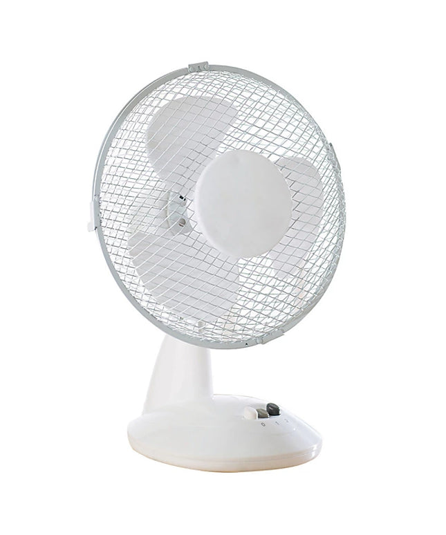 Daewoo 9" Desk Fan Oscillating Tiltable Head 2 Speed White