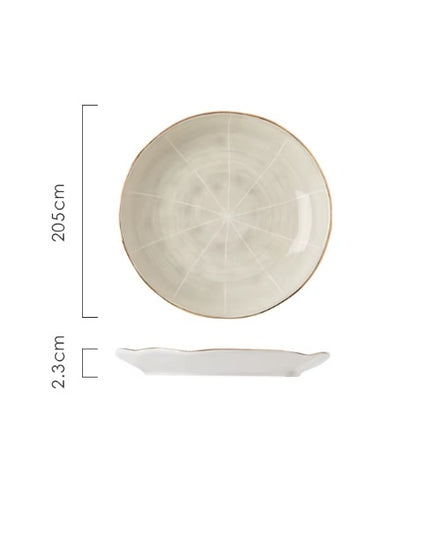 Nordic Grey Ceramic Side Plate – 20.5 cm with Gold Rim