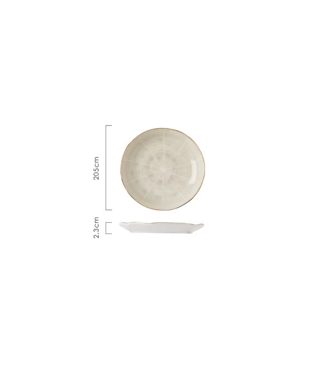 Nordic Grey Ceramic Side Plate – 20.5 cm with Gold Rim