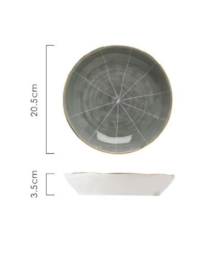Nordic Grey Ceramic Dinner Plate – 20.5 cm with Gold Rim