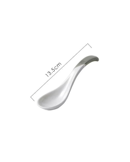 Nordic Grey Ceramic Spoon Rest – 13.5 cm with Gold Detail