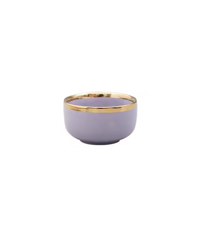 Ceramic Purple 4.5" Bowl with Gold Rim – Elegant Dessert & Snack Bowl