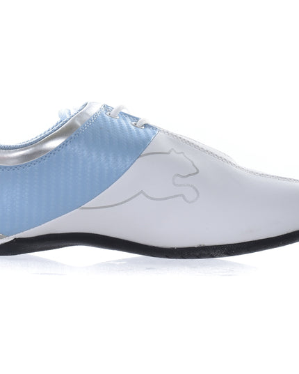 PUMA Future Cat M1 Junior Trainers – White/Blue Motorsport Shoes