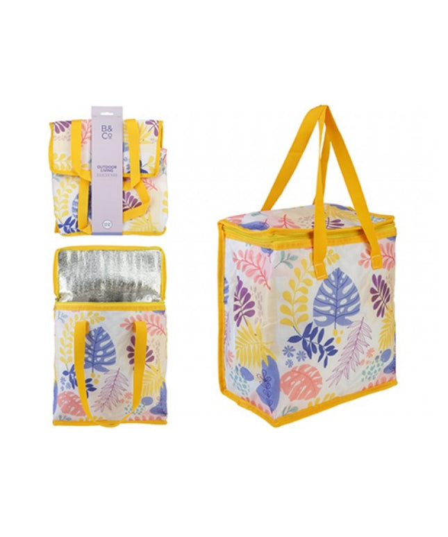 Tropical Print Cooler Bag 12.5L | Insulated Lunch Picnic Bag | Zip Thermal Food Storage Tote