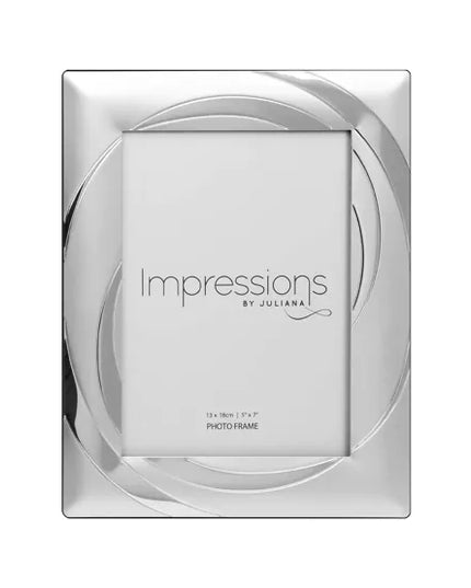 Impressions 2 Tone Silver Plated Photo Frame 5x7" – Swirl Design Luxury Picture Frame 13x18cm
