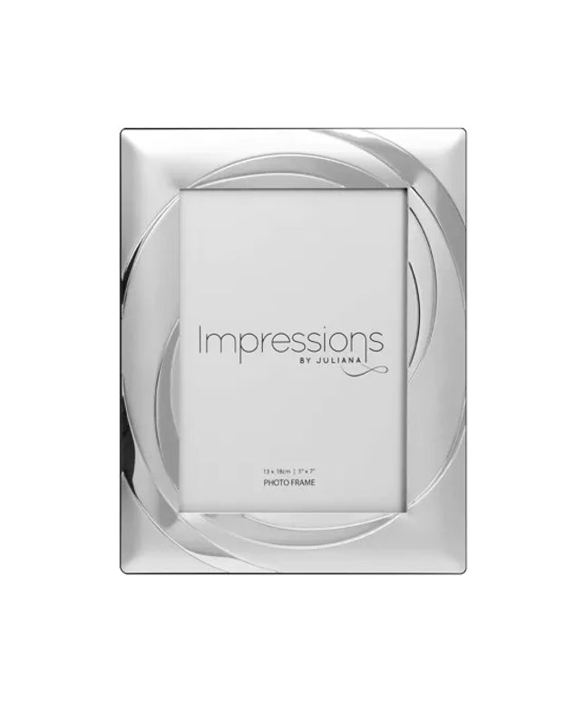 Impressions 2 Tone Silver Plated Photo Frame 5x7" – Swirl Design Luxury Picture Frame 13x18cm