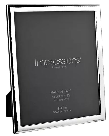 Impressions 999 Silver Narrow Hammered Photo Frame 8" x 10" Wood Back Made In Italy
