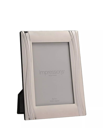 Satin Silverplated Photoframe - Shiny Wavy Design 5" x 7"