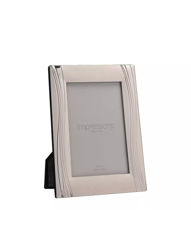 Satin Silverplated Photoframe - Shiny Wavy Design 5" x 7"