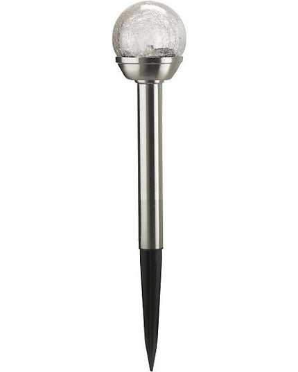 Solar LED Glass Crackle Globe Stake Light – Stainless Steel Garden Path Light