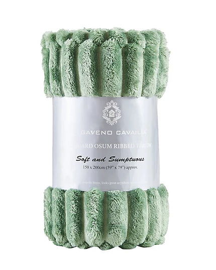 GC GAVENO CAVAILIA Fleece Blankets Double 150x200cm Ribbed Cosy Bed Throw Blanket Extra Warm Throws for Sofas, Chair, Couch Green