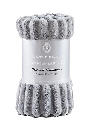 GC GAVENO CAVAILIA Fleece Blankets Double 150x200cm Ribbed Cosy Bed Throw Blanket Extra Warm Throws for Sofas, Chair, Couch Grey