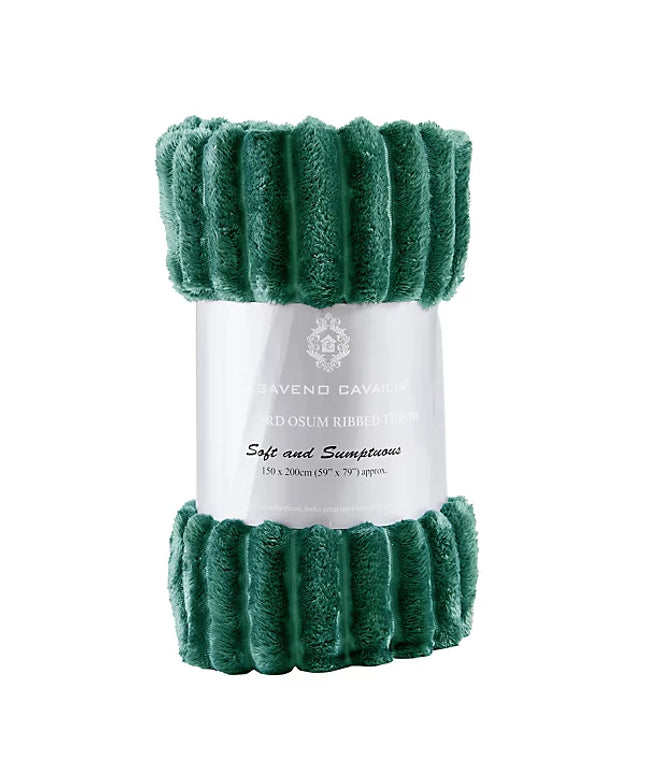 GC GAVENO CAVAILIA Fleece Blankets Double 150x200cm Ribbed Cosy Bed Throw Blanket Extra Warm for Sofas, Chair, Couch Dark Green