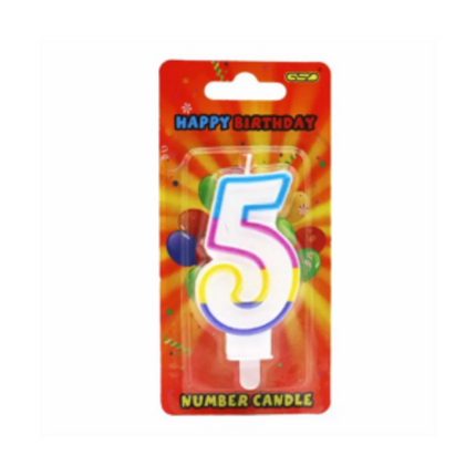 Rainbow Number Candle 5