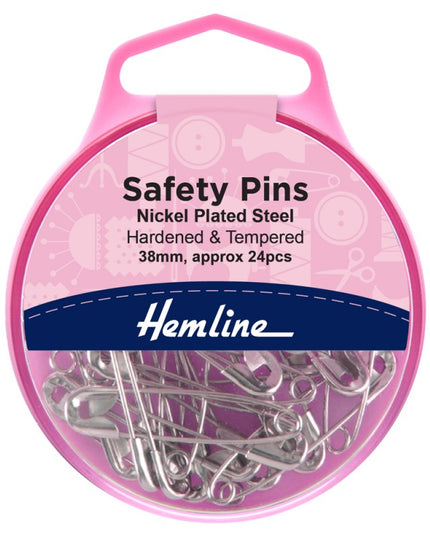 Safety Pins: 38mm: Nickel: 24 Pieces