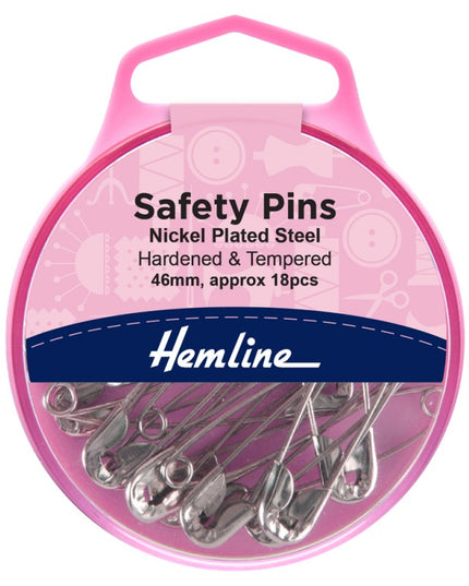 Safety Pins: 46mm: Nickel: 18 Pieces