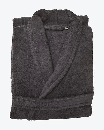 Hotel Luxury Unisex Towelling Bathrobe - Charcoal Grey, S/M