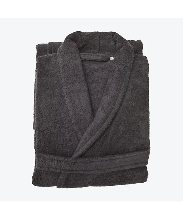 Hotel Luxury Unisex Towelling Bathrobe - Charcoal Grey, S/M