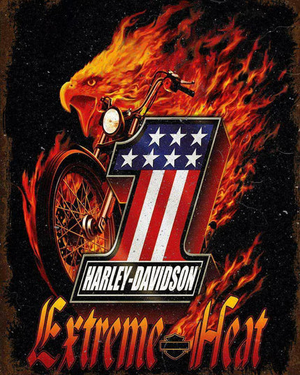 Vintage Motorcycle Wall Art – Flaming Biker Eagle Metal Sign, Retro Garage Décor