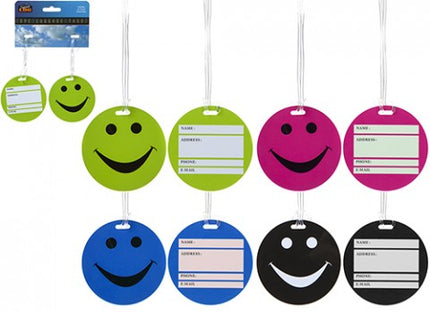 SMILEY FACE LUGGAGE TAG 2PC