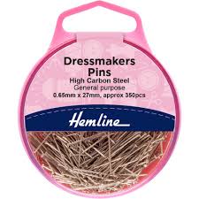 Pins: Dressmaker's: 26mm: Nickel: 310 Pieces