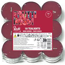 Petali Candles “Frutti Rossi” Scented Tealights Pack of 18 – Red Fruits – 4 Hour Burn Each
