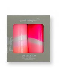 Pink Stories Dip Dye Neon Pillar Candles – Flamingo & Feathers – Set of 2