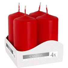 Set of 4 Red Pillar Candles – 40 x 80mm