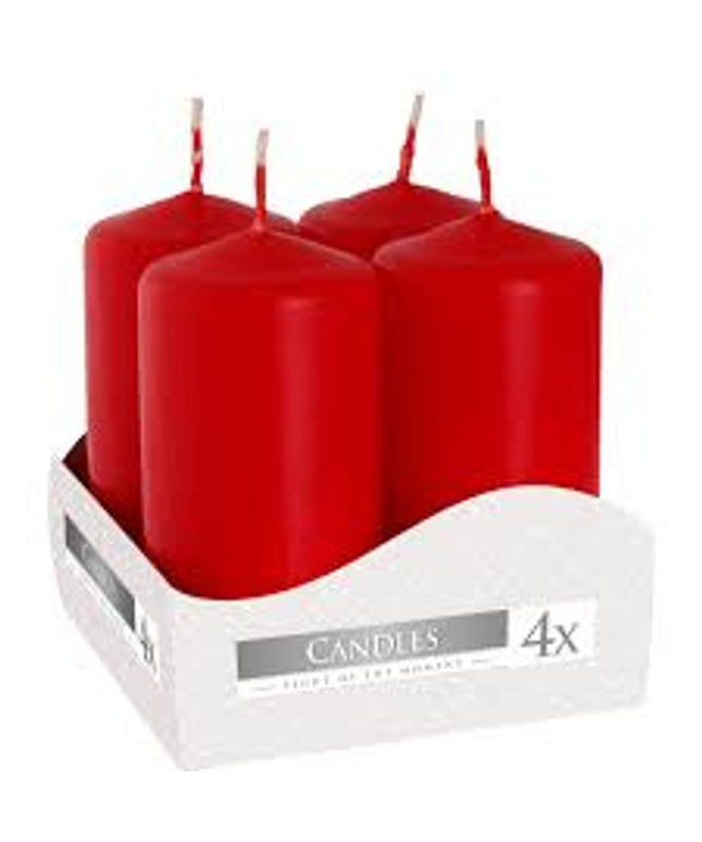 Set of 4 Red Pillar Candles – 40 x 80mm