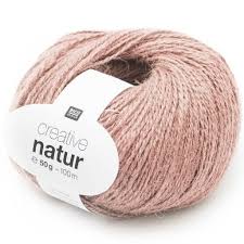 Rico Creative Natur Yarn – Blush Pink – 50g (Approx. 100m) – 100% Natural Fibre