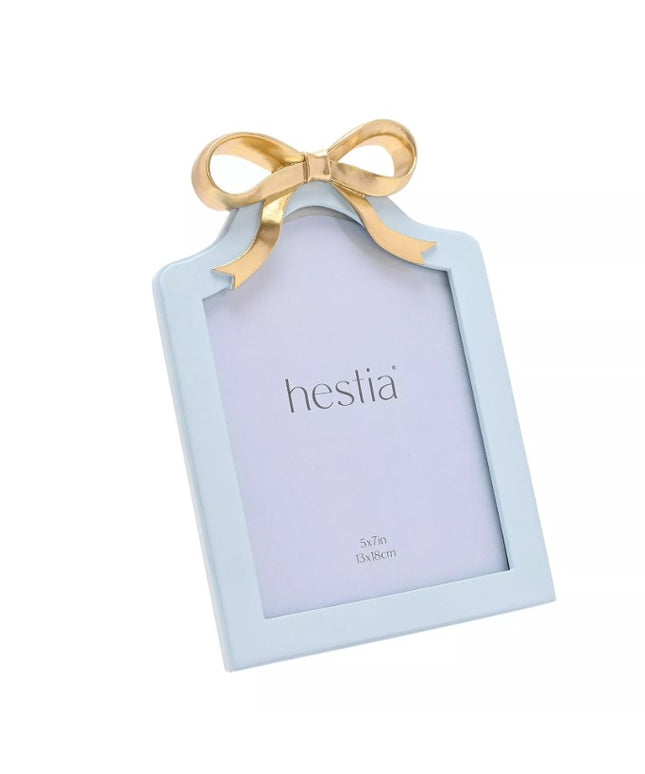 Hestia Soft Blue with Gold Ribbon Photo Frame - 5" x 7"