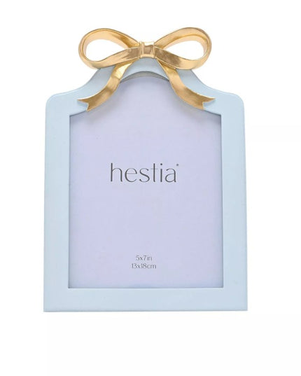 Hestia Soft Blue with Gold Ribbon Photo Frame - 5" x 7"