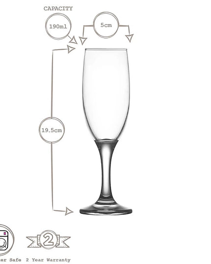 LAV Misket Glass Champagne Flutes - 190ml