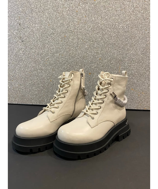 TopShop  lace- up cream combat bootie UK8