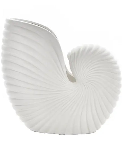 Hestia White Conch Shell Vase