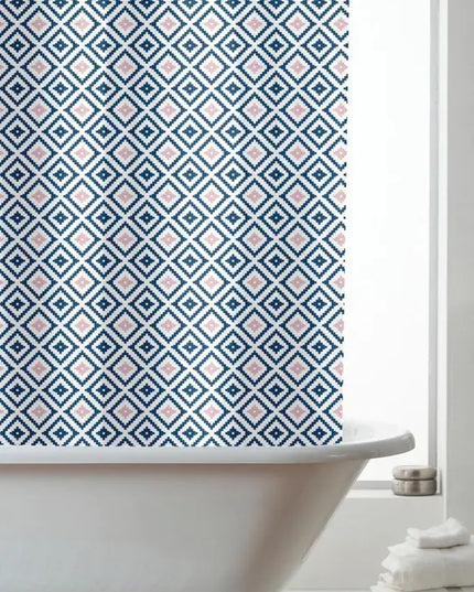 Country Club Shower Curtain Navy Aztec 180 x 180cm