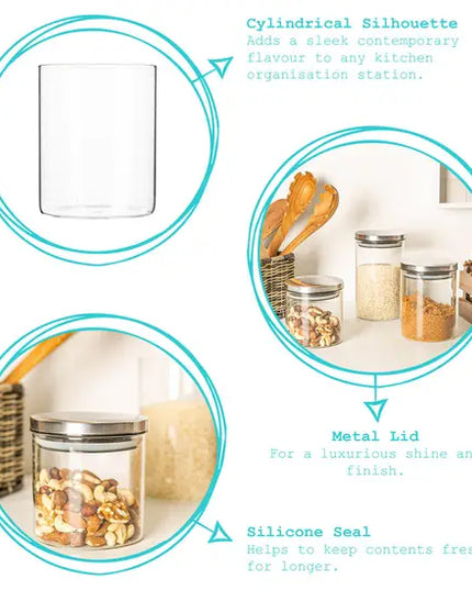 Argon Tableware Scandi Storage Jar with Metallic Lid - 1 Litre