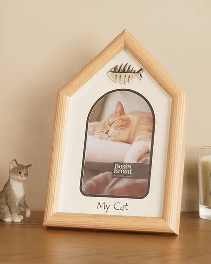 Cat House Photo Frame 5x7" – Wooden Pet Picture Frame “My Cat” Decorative Gift