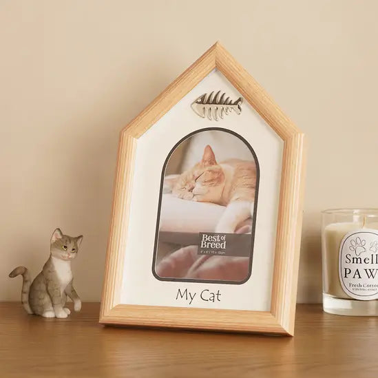 Cat House Photo Frame 5x7" – Wooden Pet Picture Frame “My Cat” Decorative Gift