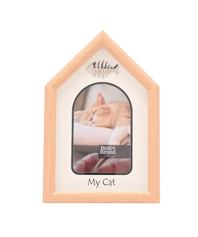 Cat House Photo Frame 5x7" – Wooden Pet Picture Frame “My Cat” Decorative Gift